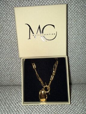 MAZAN CREATION Gold color Link Necklace with Pendant